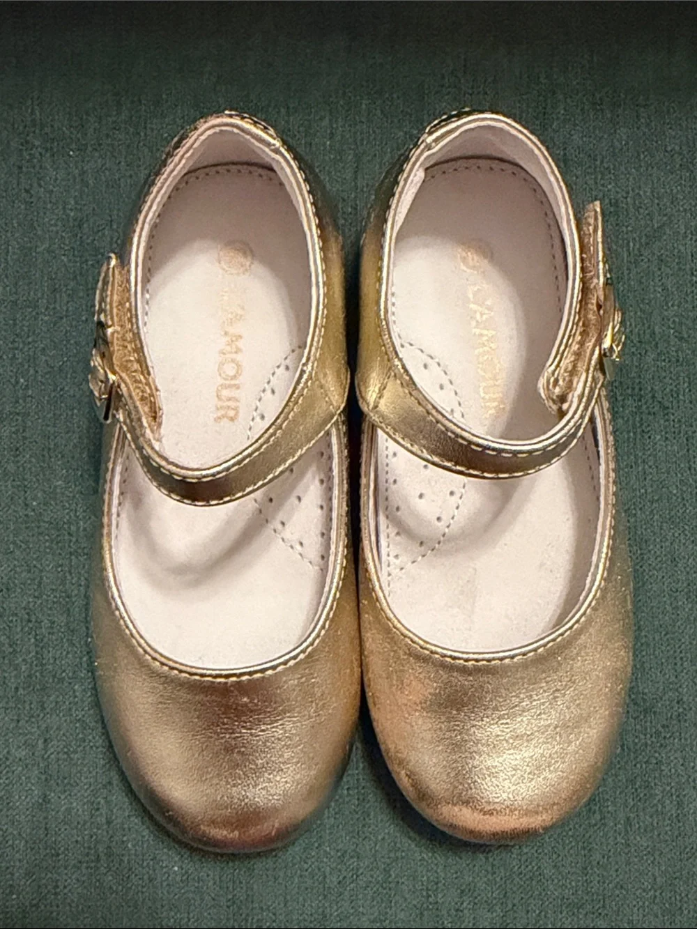 L'Amour Gold Metallic Mary Jane Shoes for Kids